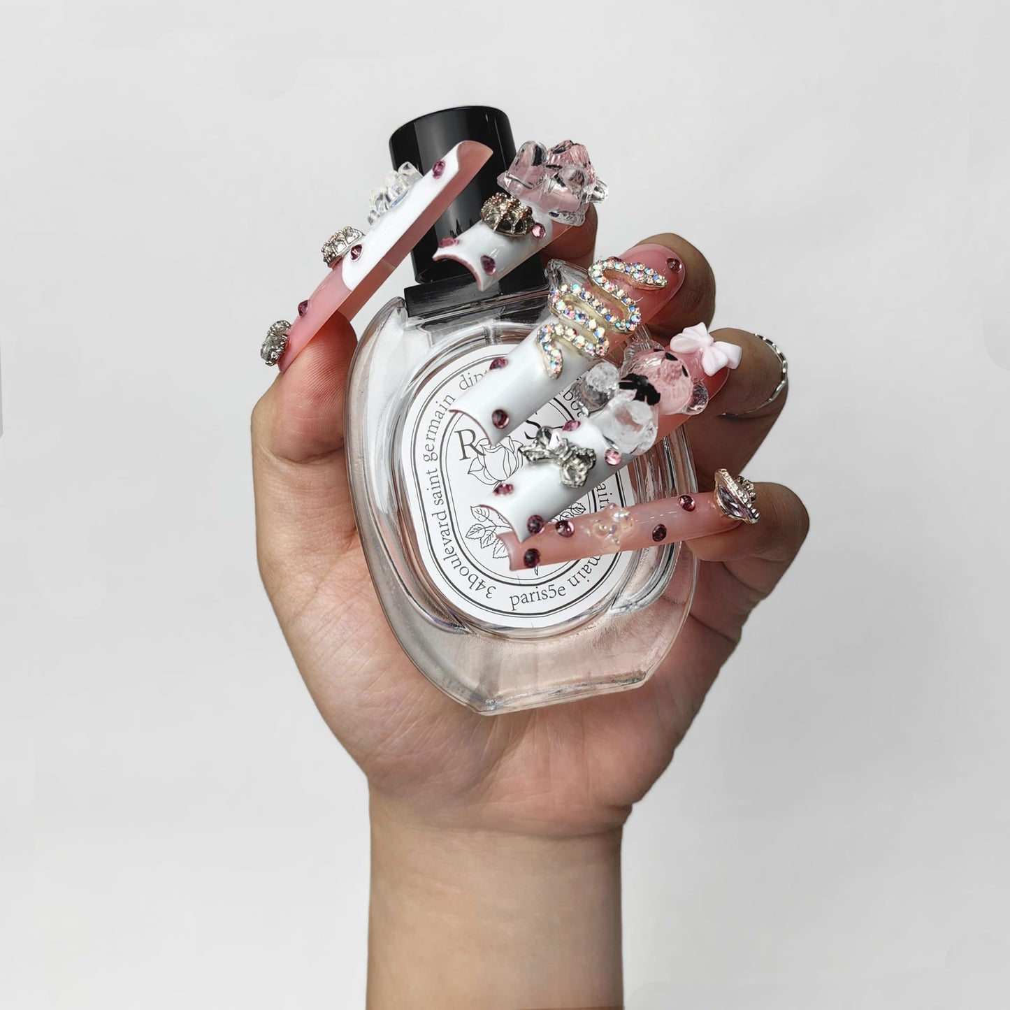 GGddsha PMMA Acrylic Press On Nails StunningBling Nails, Rhinestone Fake Nails, Glitter Rhinestone NailsGradient Fake NailsEnchanted Duo