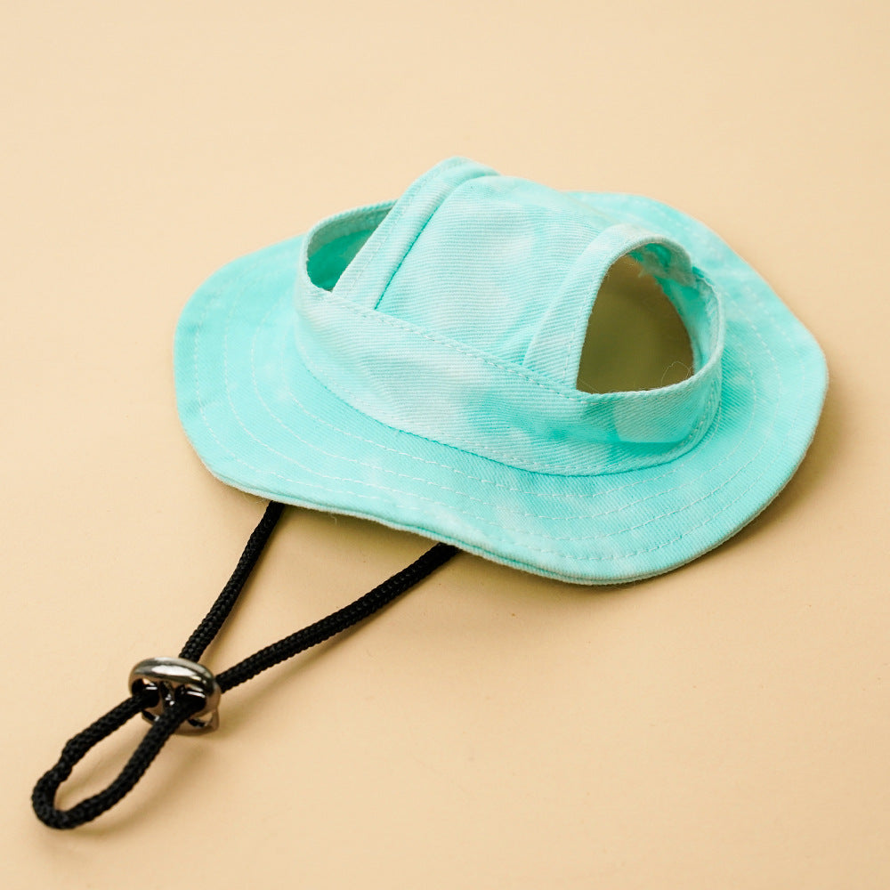 Dog Cat Sun-shade Sun Protection Hat Anti-off Adjustable String Clip Bucket Hat