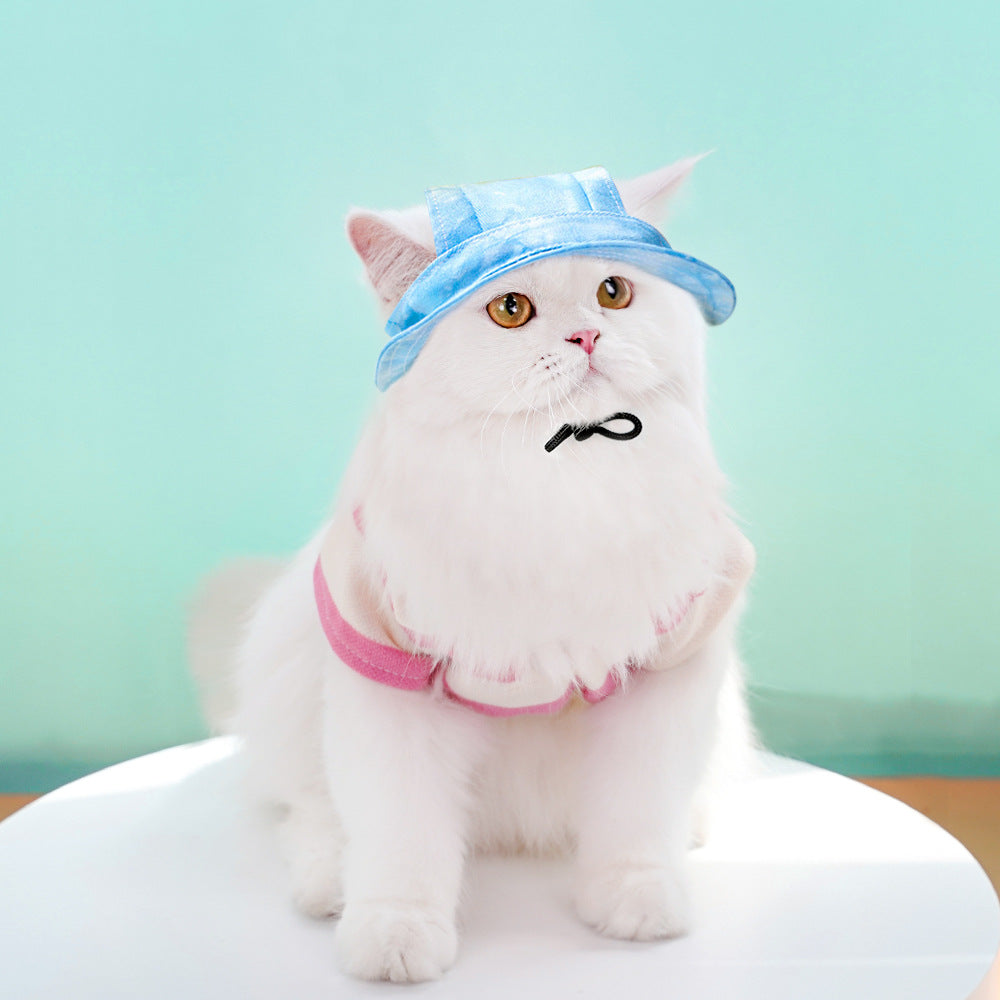 Dog Cat Sun-shade Sun Protection Hat Anti-off Adjustable String Clip Bucket Hat