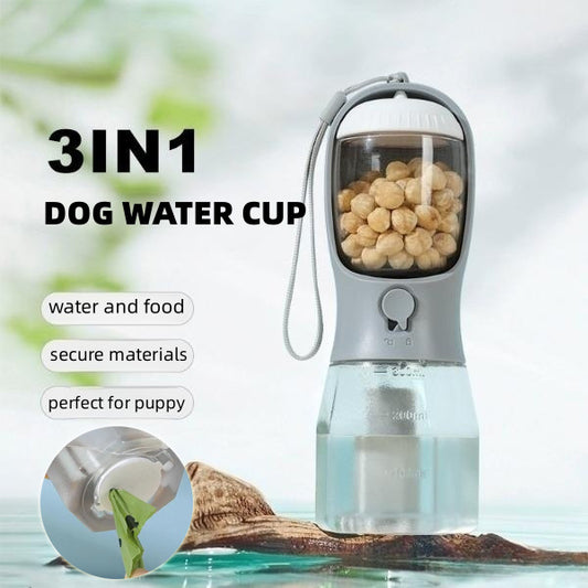 Kalimdor Dog Water Bottle Drinking Food Garbage Bag Three-in-one Portable Small Multi-functional Pet Cups Pets Supplies