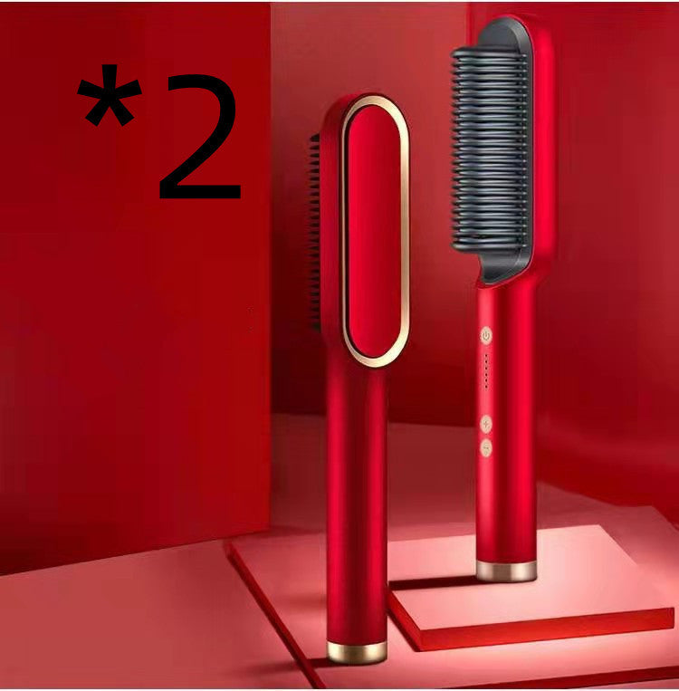 2-in-1 Hair Straightener & Curling Hot Comb