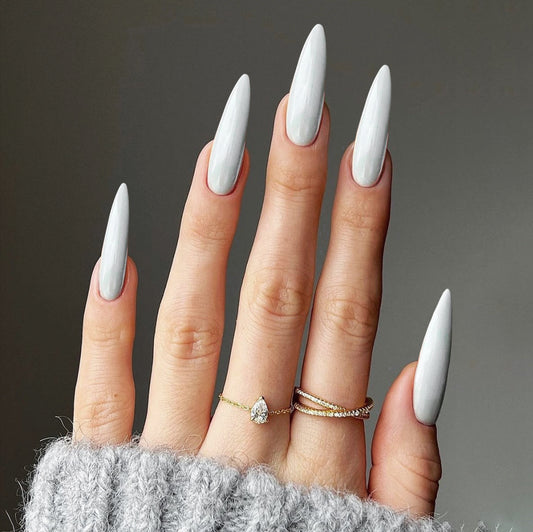 Artistic Pointed White Fake Nail Tip