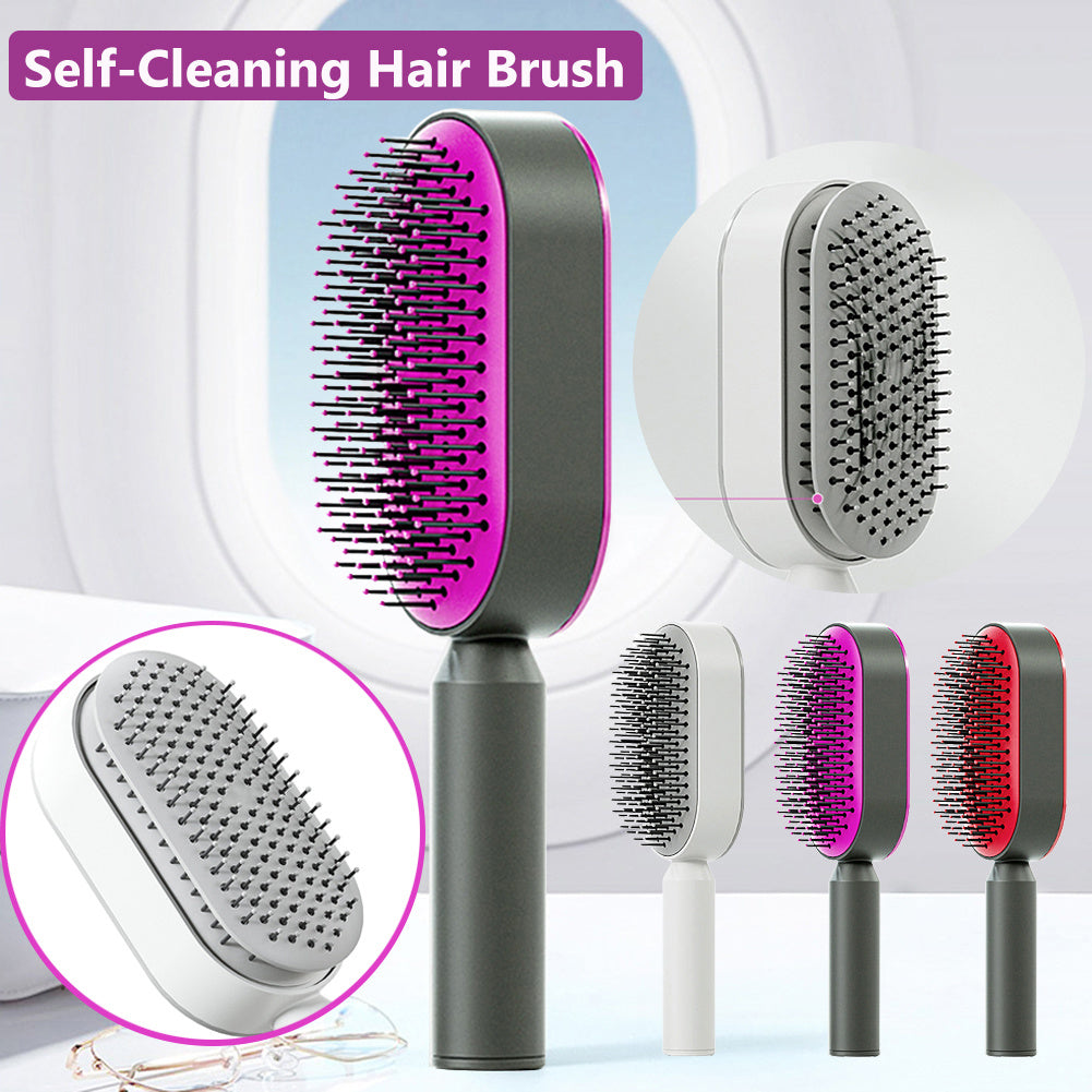 Self-Cleaning Hair Brush One-Key Anti-Static Scalp Massage Comb for Hair Loss